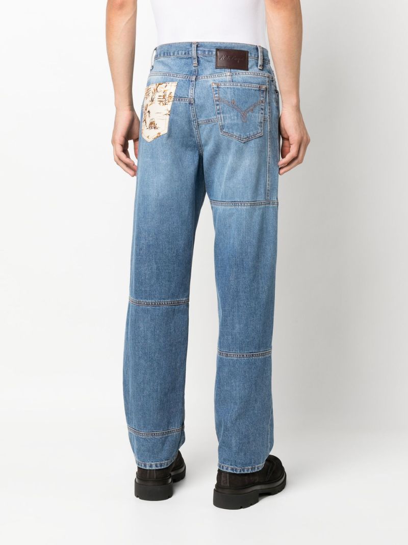 Blue Venusto Panelled Straight Leg Jeans