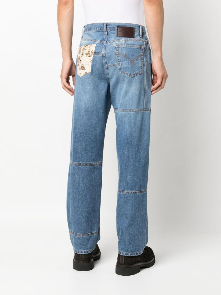 Blue Venusto Panelled Straight Leg Jeans