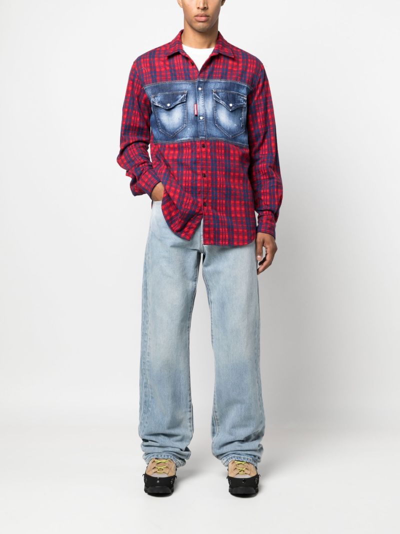 Red Dan Check Print Cotton Shirt
