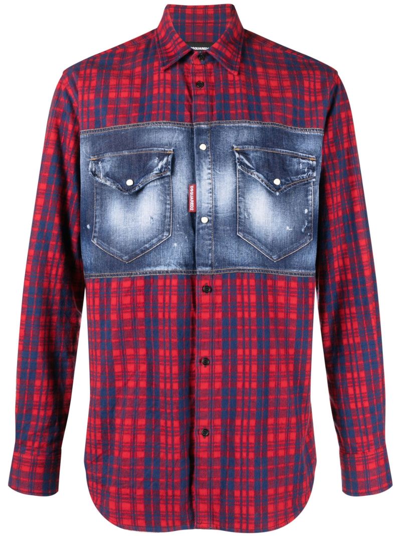 Red Dan Check Print Cotton Shirt