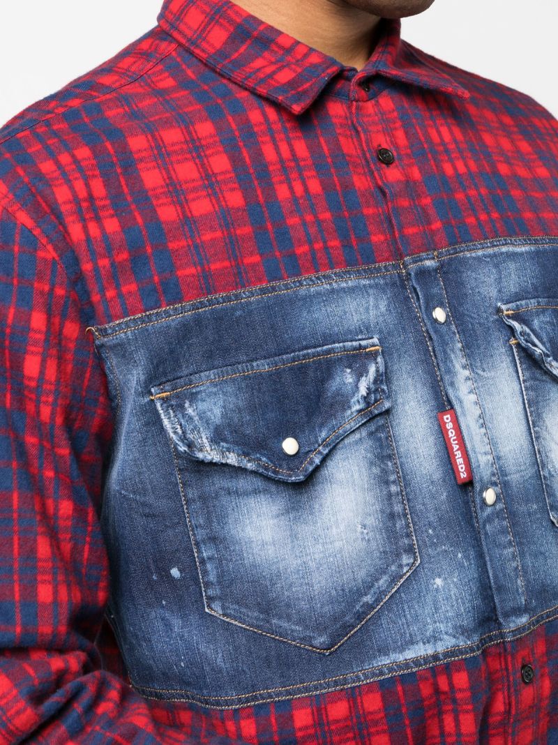 Red Dan Check Print Cotton Shirt