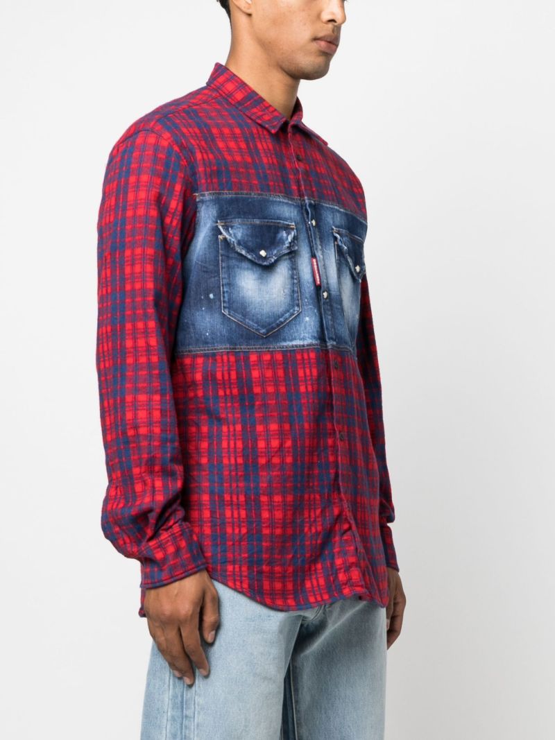 Red Dan Check Print Cotton Shirt