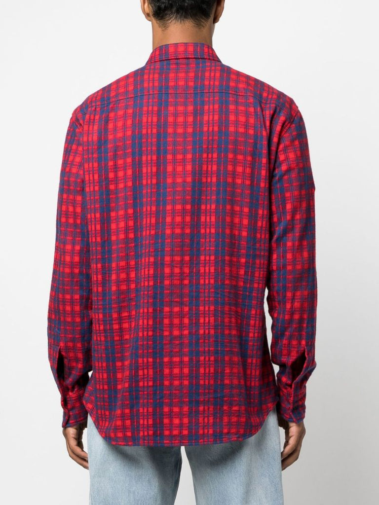 Red Dan Check Print Cotton Shirt