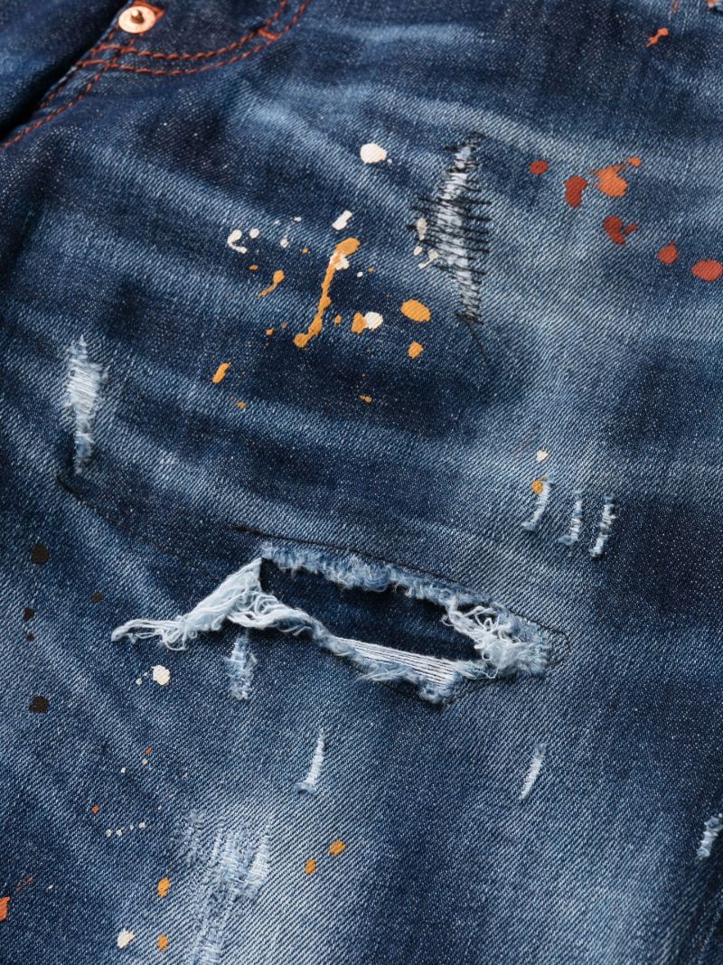 Blue Paint Splatter Slim Leg Jeans