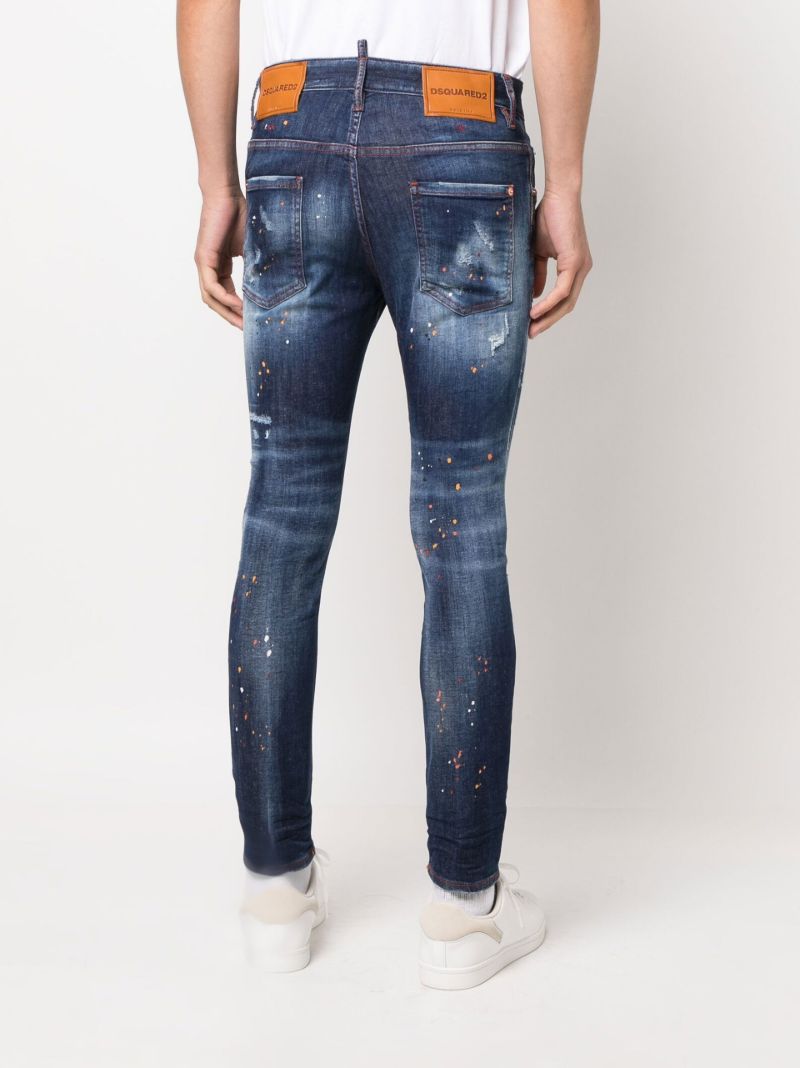 Blue Paint Splatter Slim Leg Jeans