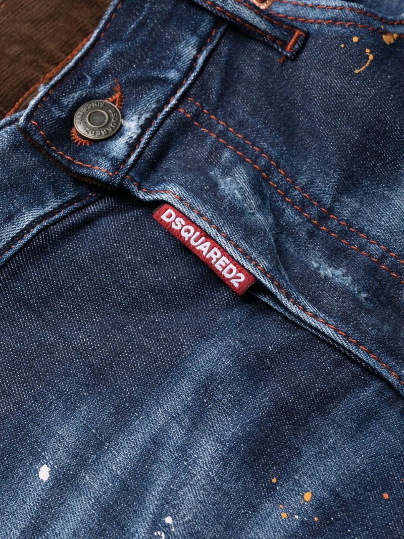 Blue Paint Splatter Slim Leg Jeans