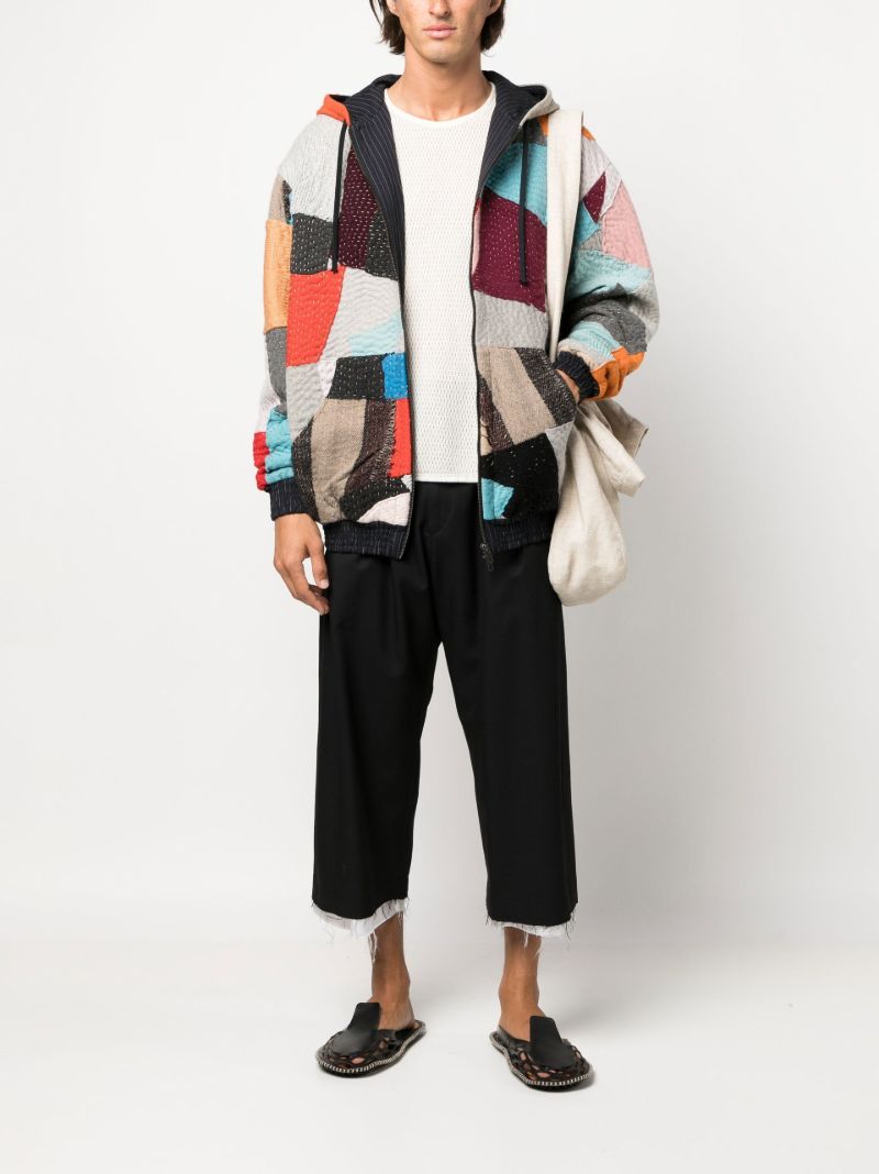 Blue Hayden Patchwork Wool Hoodie
