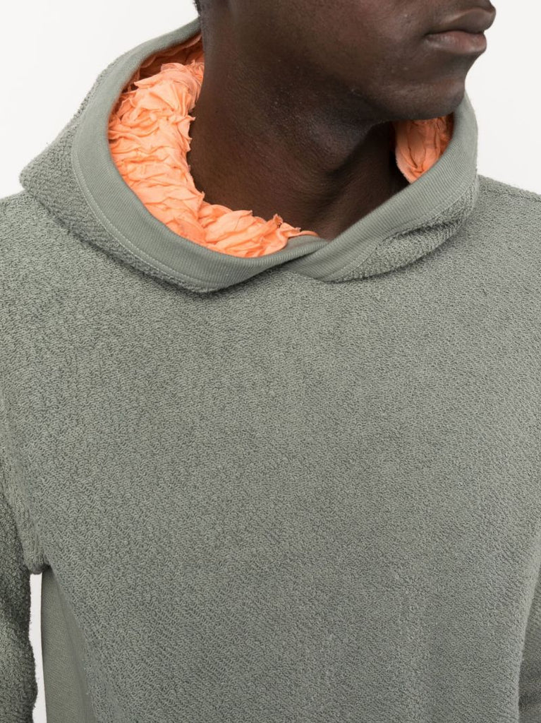 Grey Ruched Silk Lining Hoodie