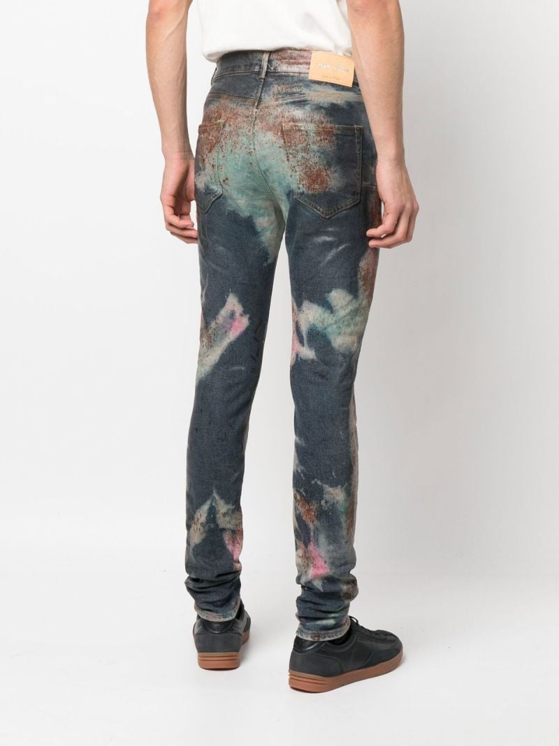 Blue Spray Pattern Slim-fit Jeans