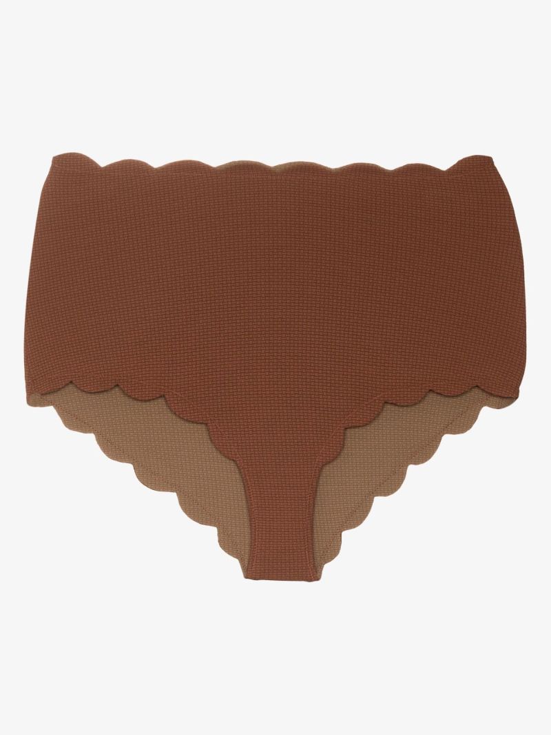 Brown Santa Monica Scalloped Bikini Bottoms