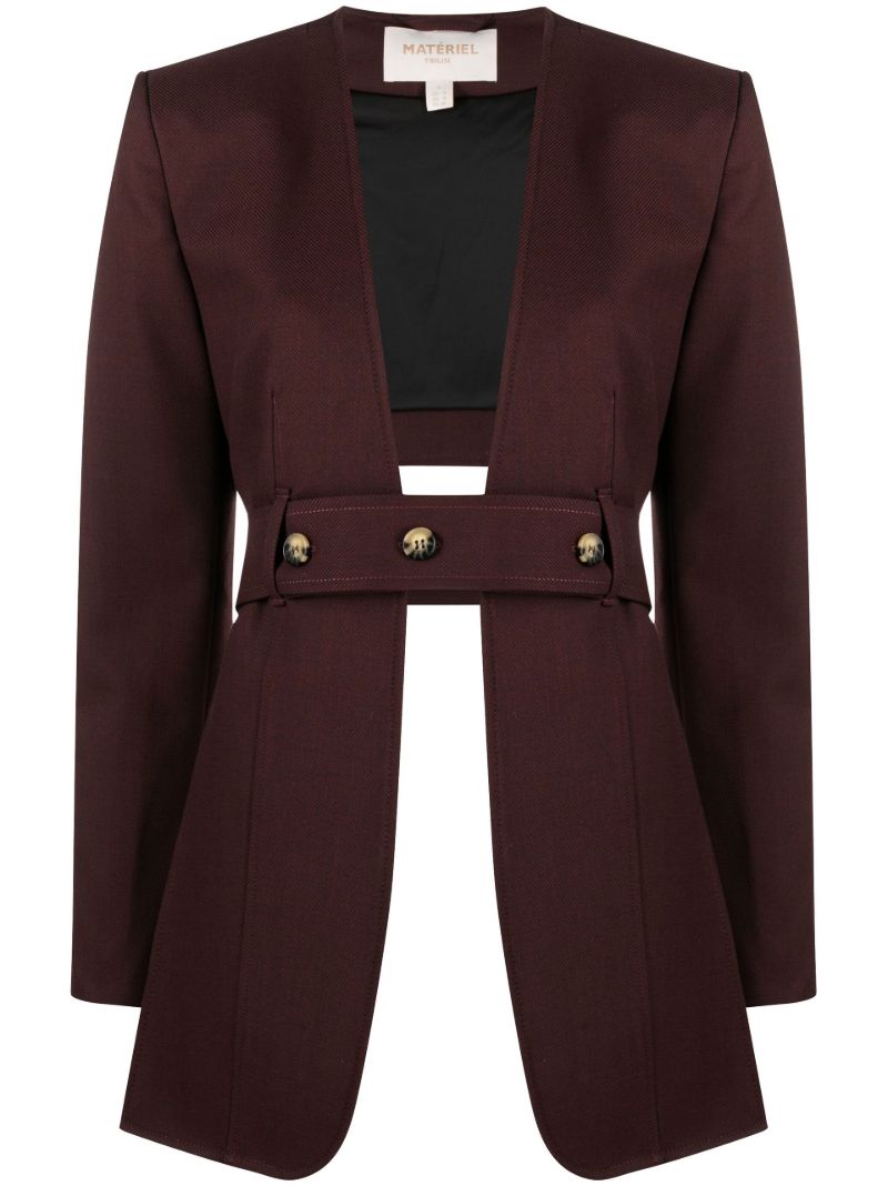 Brown Asymmetric Belted Blazer