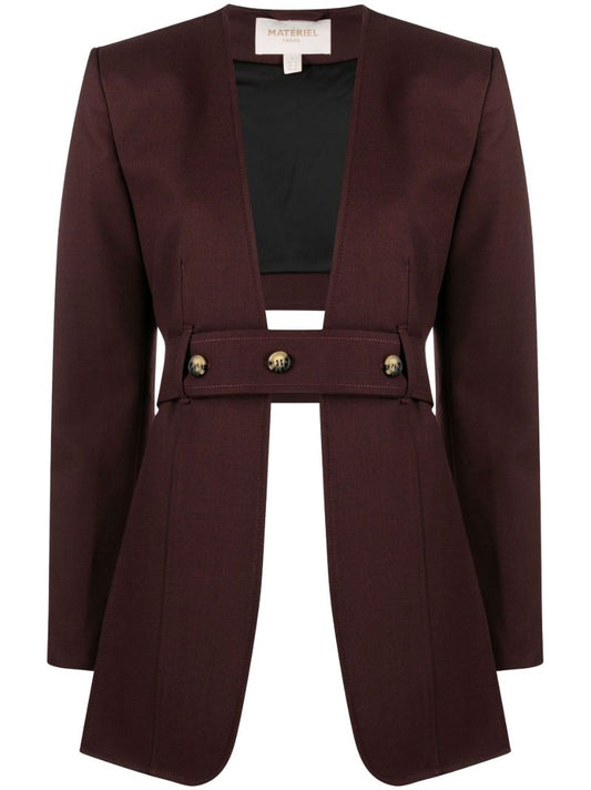 Brown Asymmetric Belted Blazer