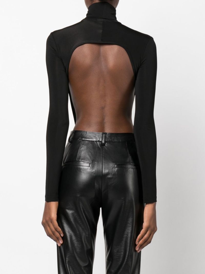 Black Open Back Turtleneck Bodysuit