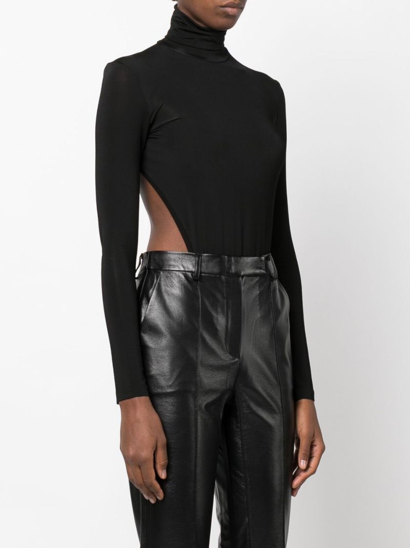 Black Open Back Turtleneck Bodysuit
