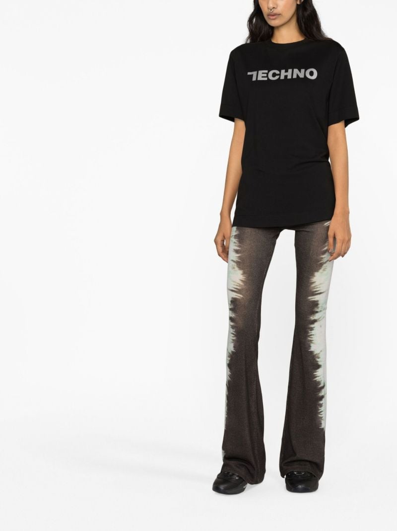 Black Techno Print Cotton T-shirt