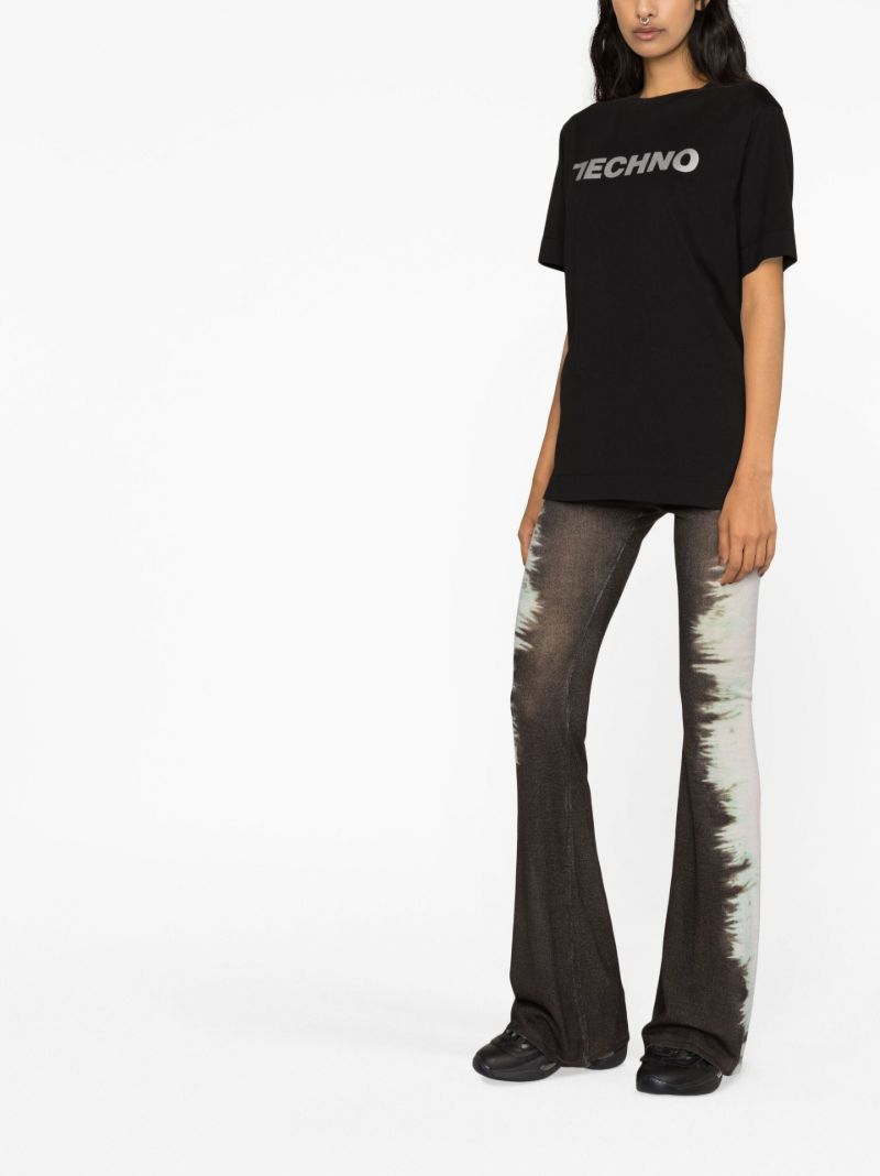 Black Techno Print Cotton T-shirt