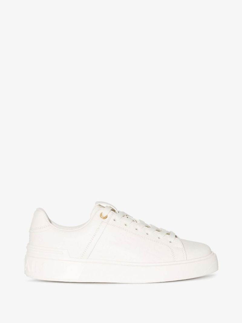 White B-court Low Top Leather Sneakers
