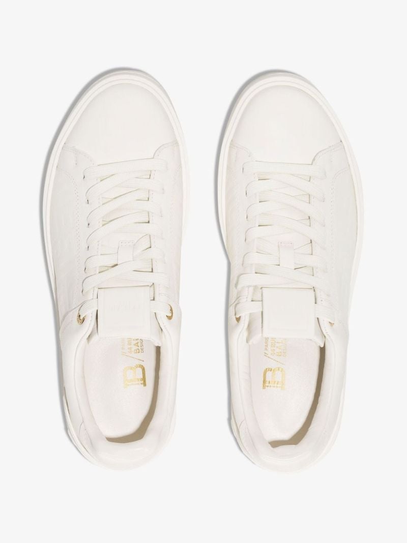 White B-court Low Top Leather Sneakers