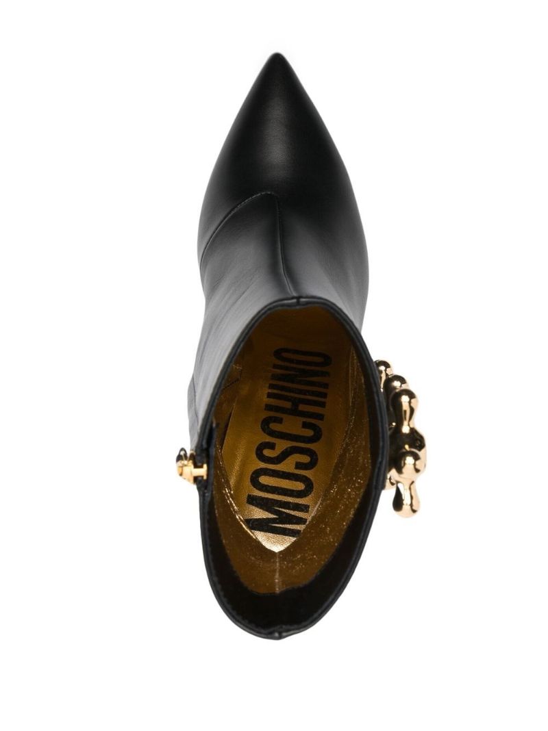 Black Faucet Detail 100 Leather Ankle Boots