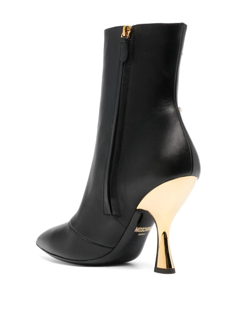 Black Faucet Detail 100 Leather Ankle Boots