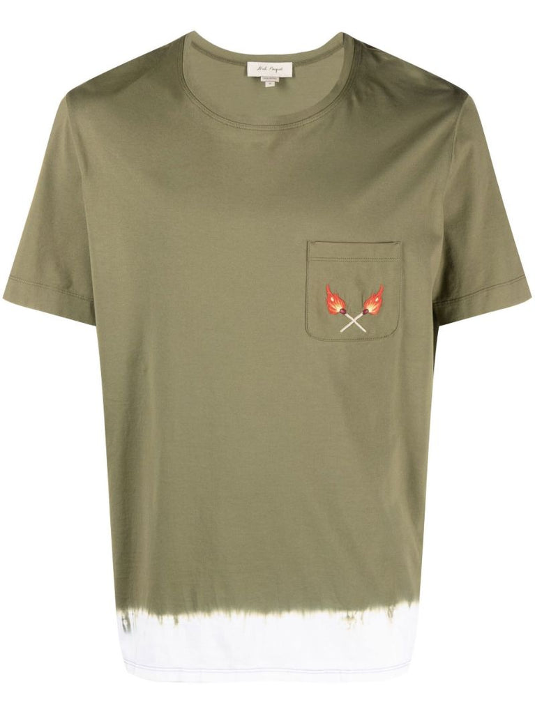 Green Embroidered Pocket T-shirt