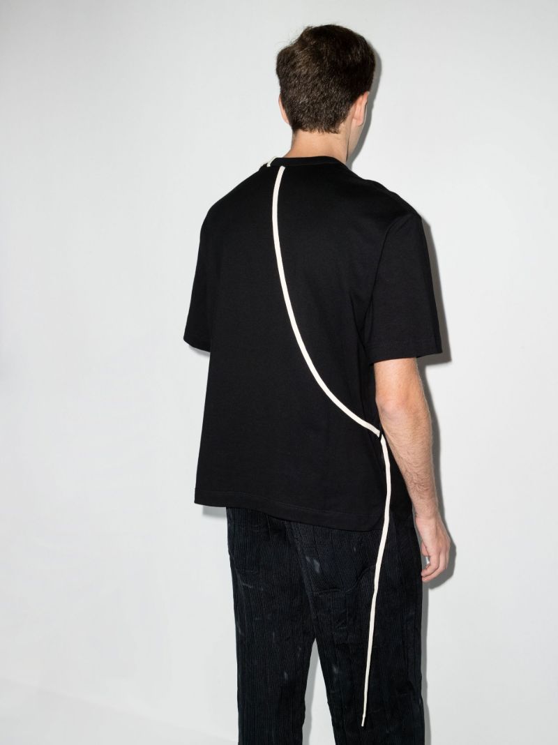 Black Lace-up Cotton T-shirt