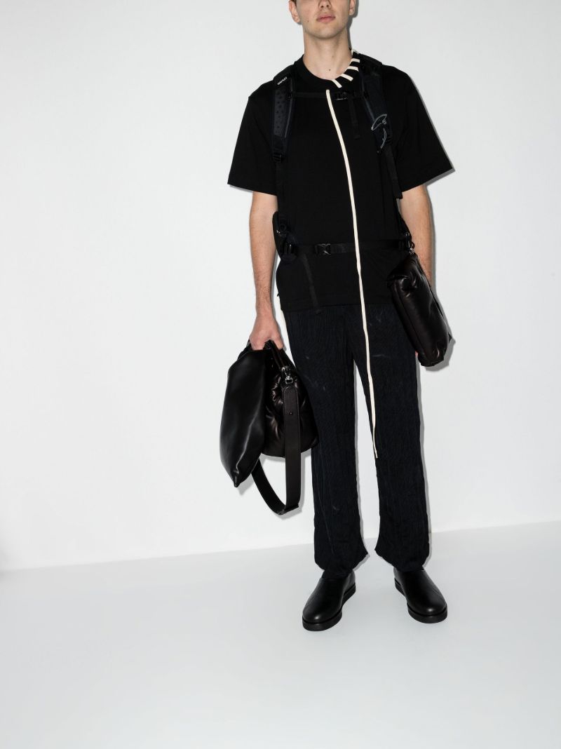 Black Lace-up Cotton T-shirt