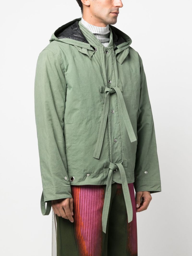 Green Tie-detailing Hooded Jacket