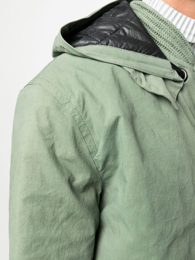 Green Tie-detailing Hooded Jacket