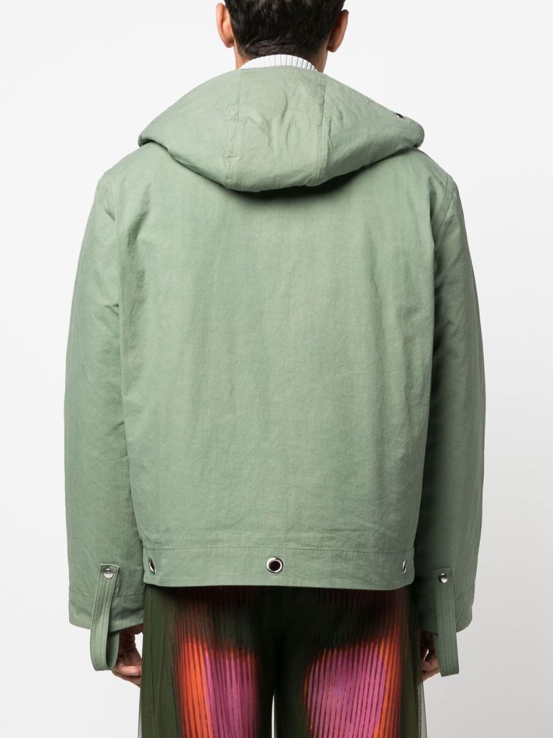 Green Tie-detailing Hooded Jacket