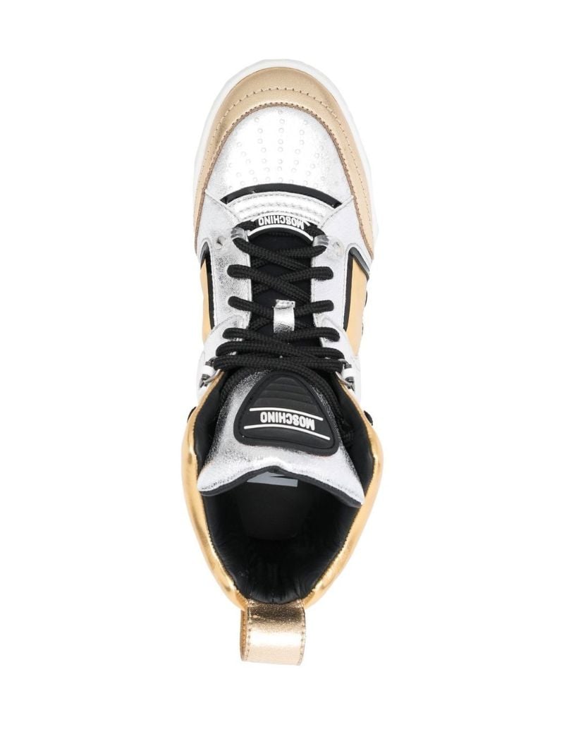 Gold and Silver Streetball Leather Hi-top Sneakers