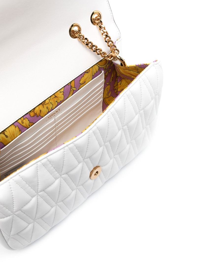 White Virtus Quilted Leather Shoulder Bag
