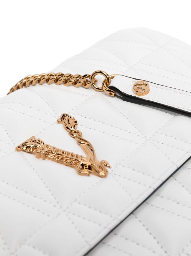 White Virtus Quilted Leather Shoulder Bag