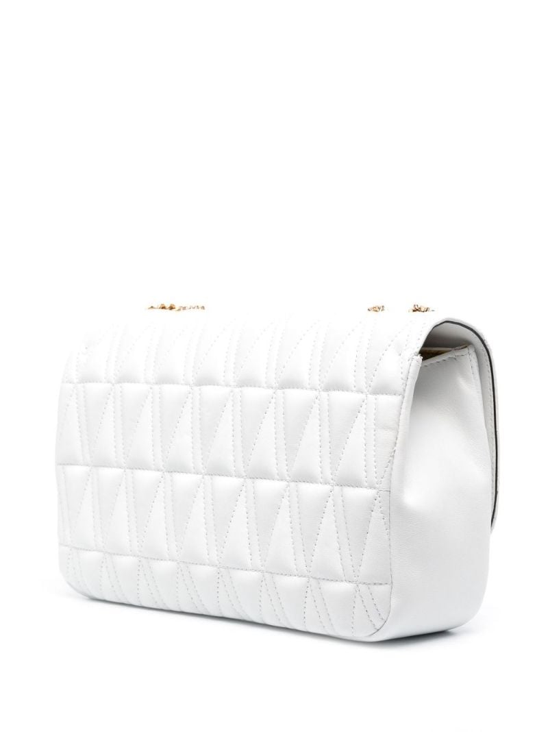 White Virtus Quilted Leather Shoulder Bag