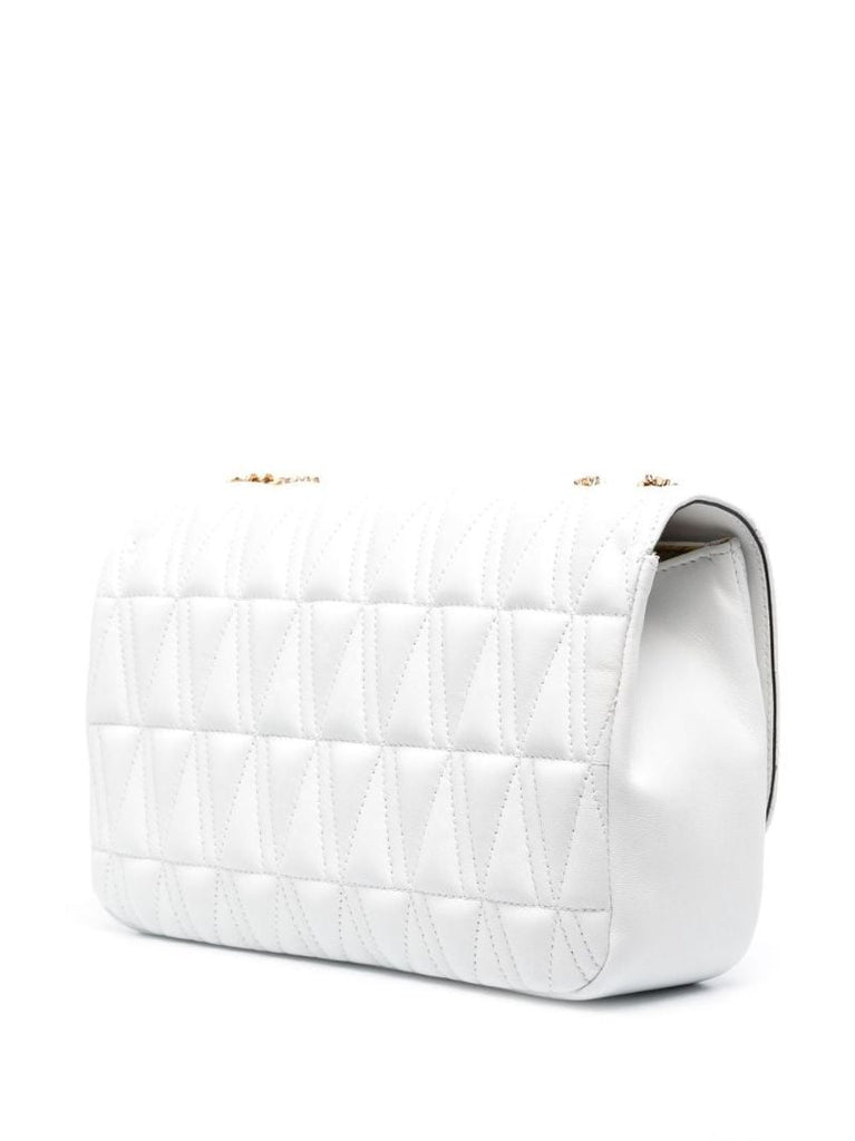White Virtus Quilted Leather Shoulder Bag
