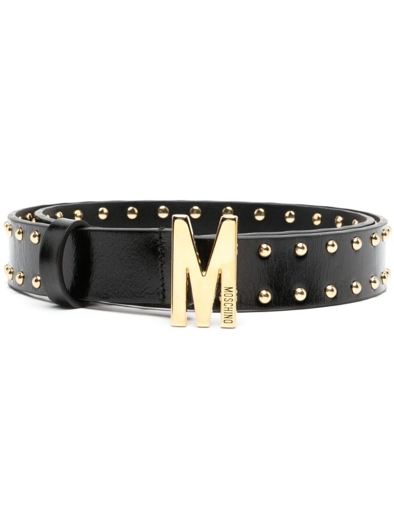 Black Studded Leather Belt