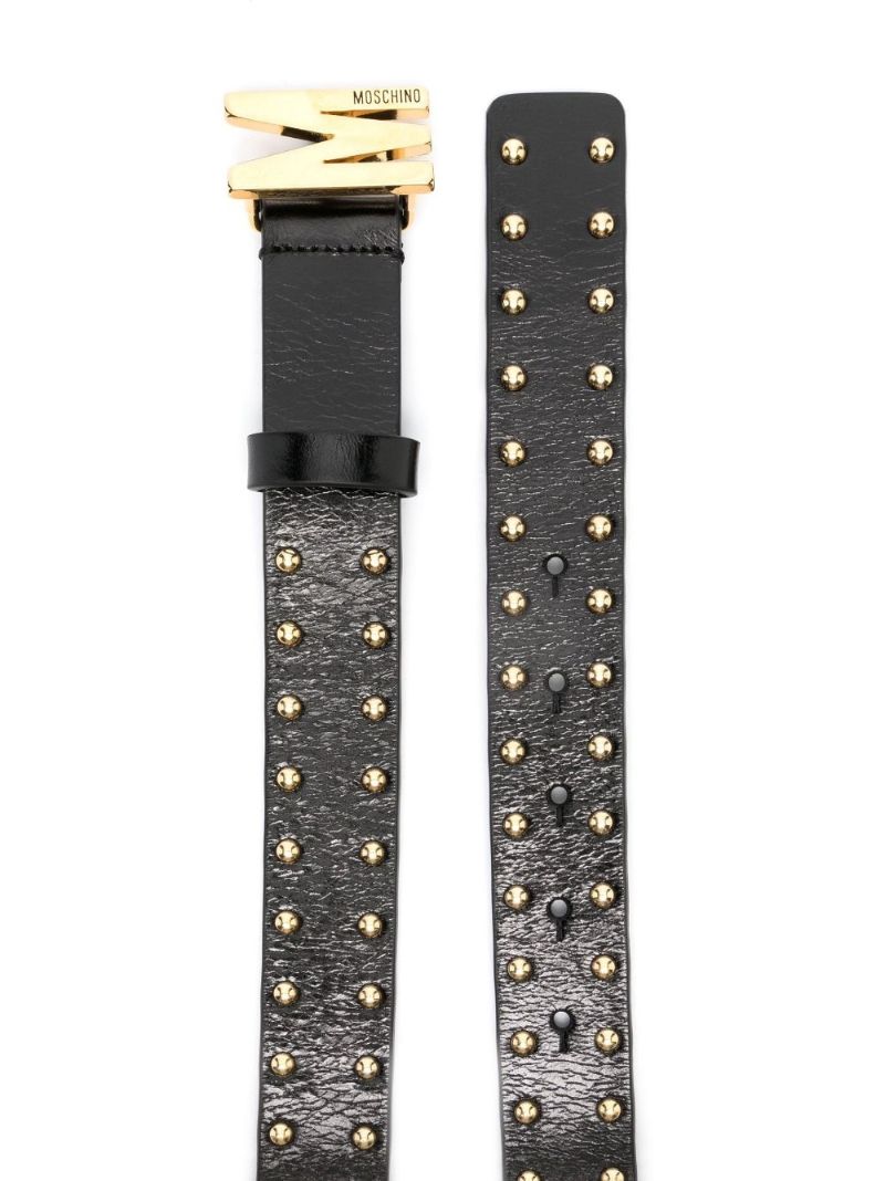 Black Studded Leather Belt