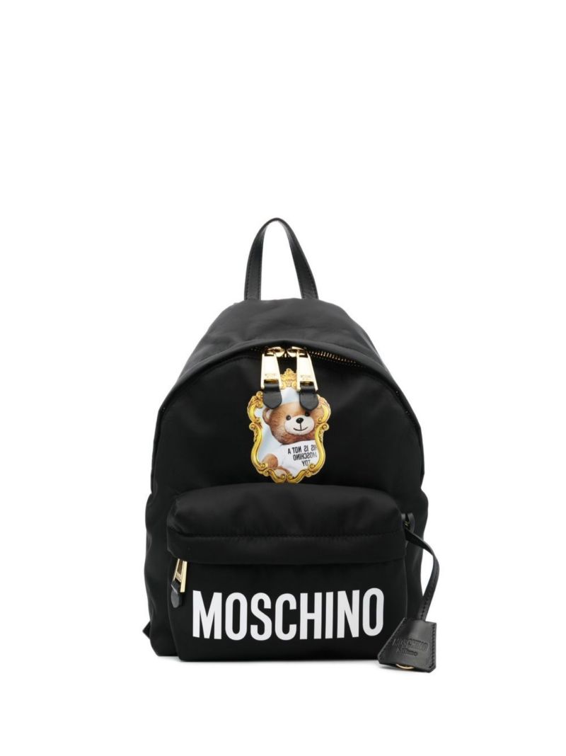 Black Teddy Bear Print Backpack