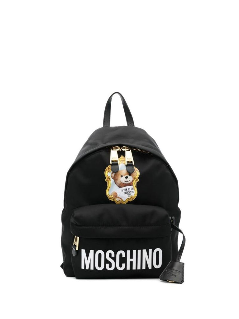Black Teddy Bear Print Backpack