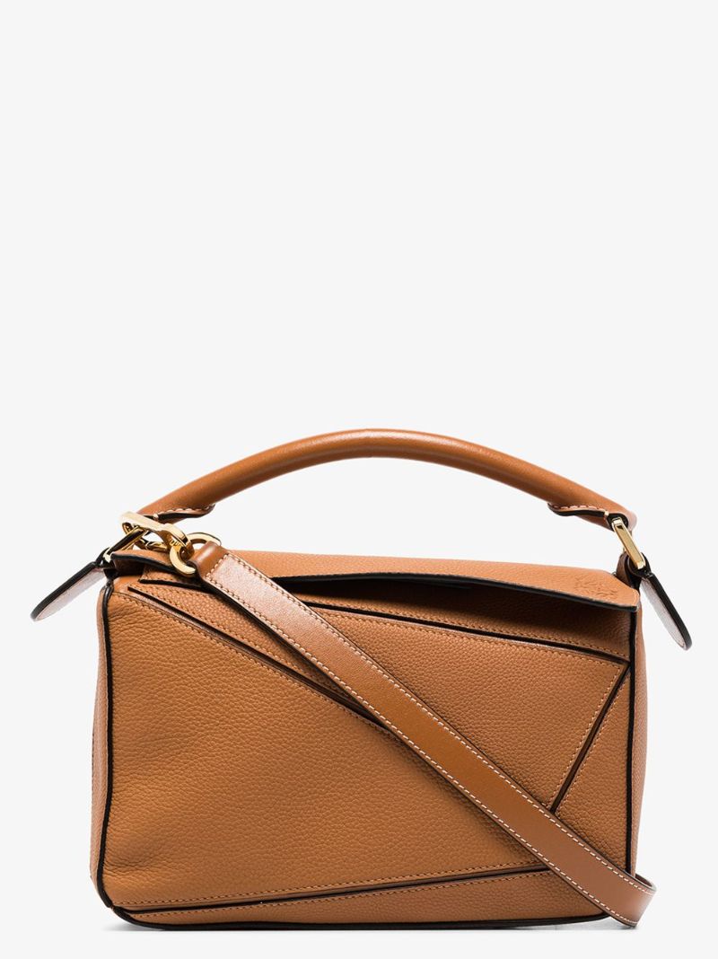 Brown Puzzle Small Leather Shoulder Bag