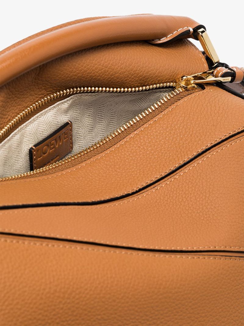 Brown Puzzle Small Leather Shoulder Bag