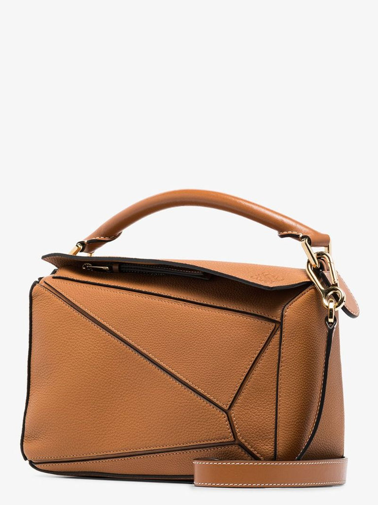 Brown Puzzle Small Leather Shoulder Bag