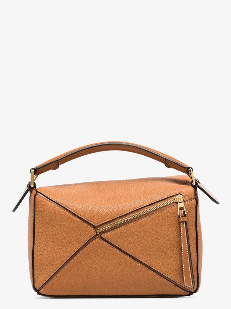 Brown Puzzle Small Leather Shoulder Bag