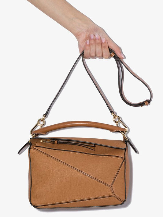 Brown Puzzle Small Leather Shoulder Bag