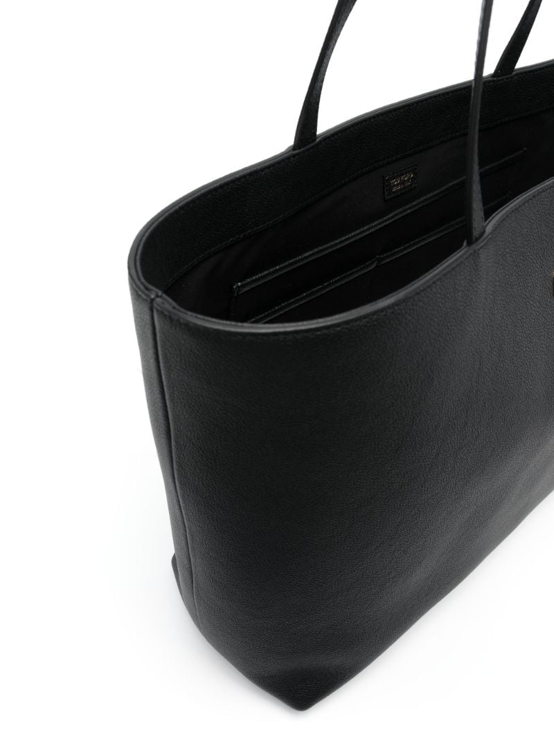Black E/w Grained Leather Tote Bag