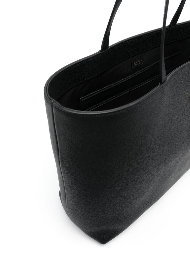 Black E/w Grained Leather Tote Bag