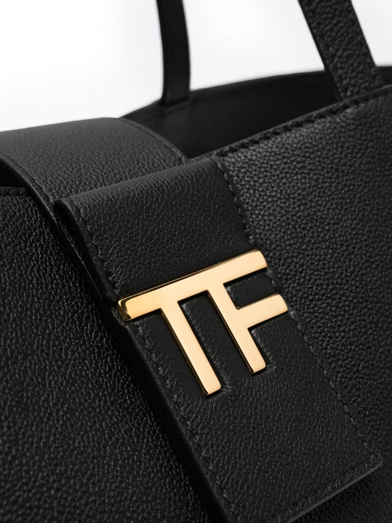 Black E/w Grained Leather Tote Bag