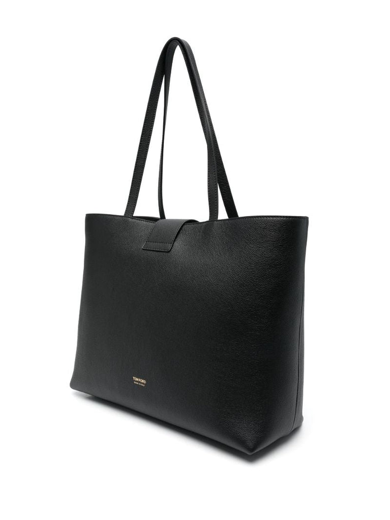 Black E/w Grained Leather Tote Bag