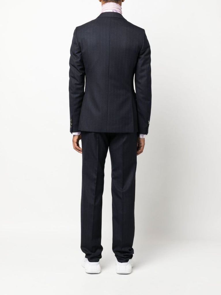 Blue Striped Single-breasted Wool Suit