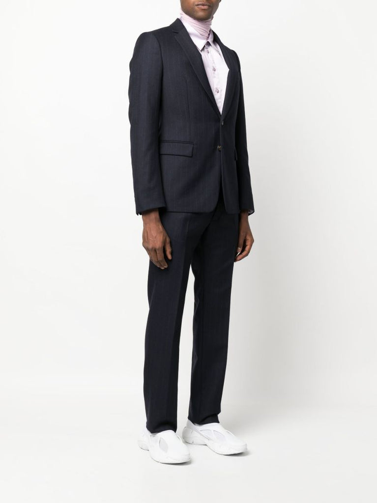 Blue Striped Single-breasted Wool Suit